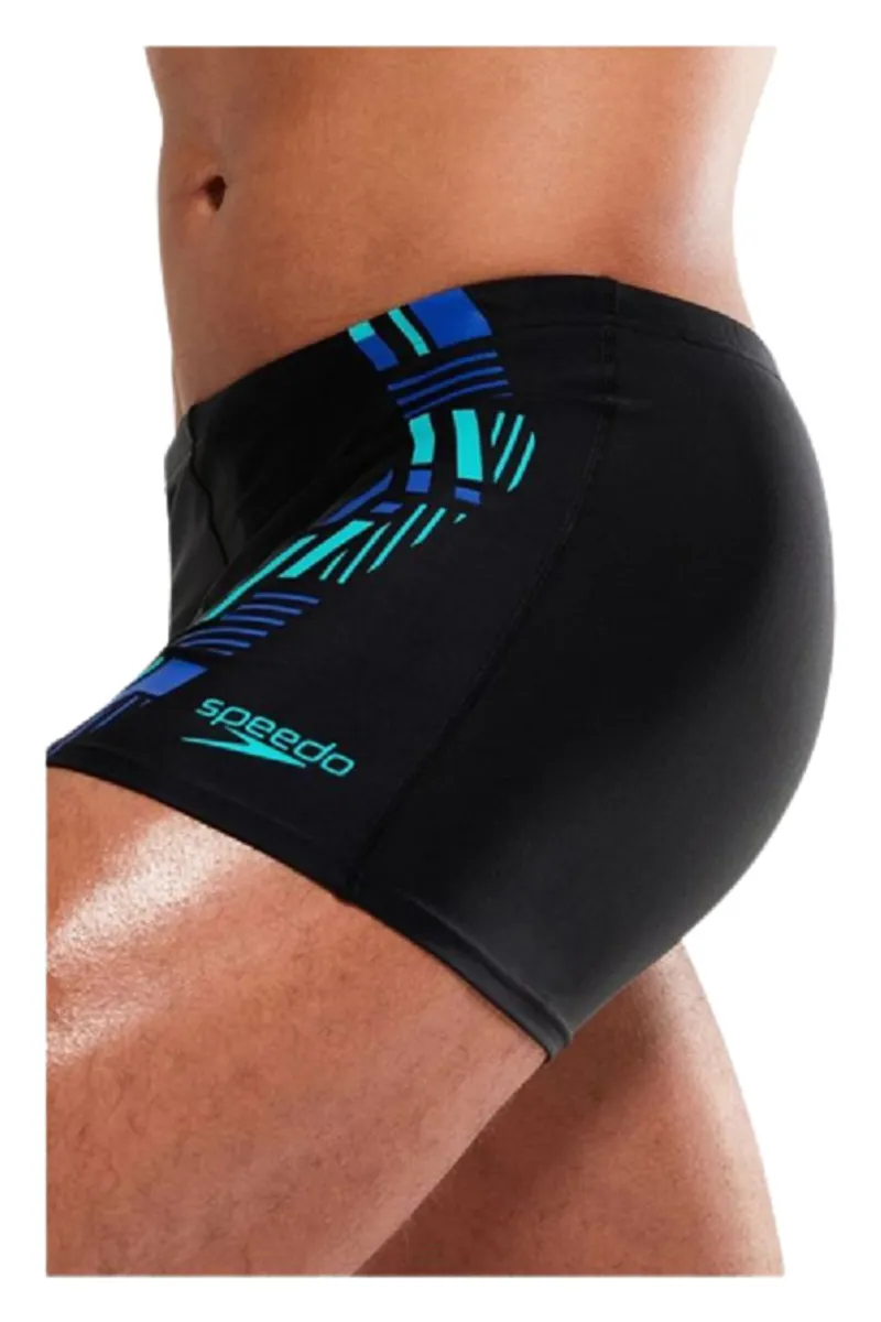 Speedo Men's Tech Print Aquashort Black/Blue/Aquarium-5